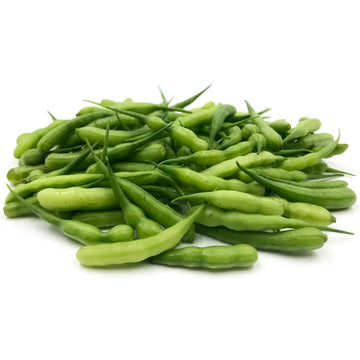 Green beans on a white background
